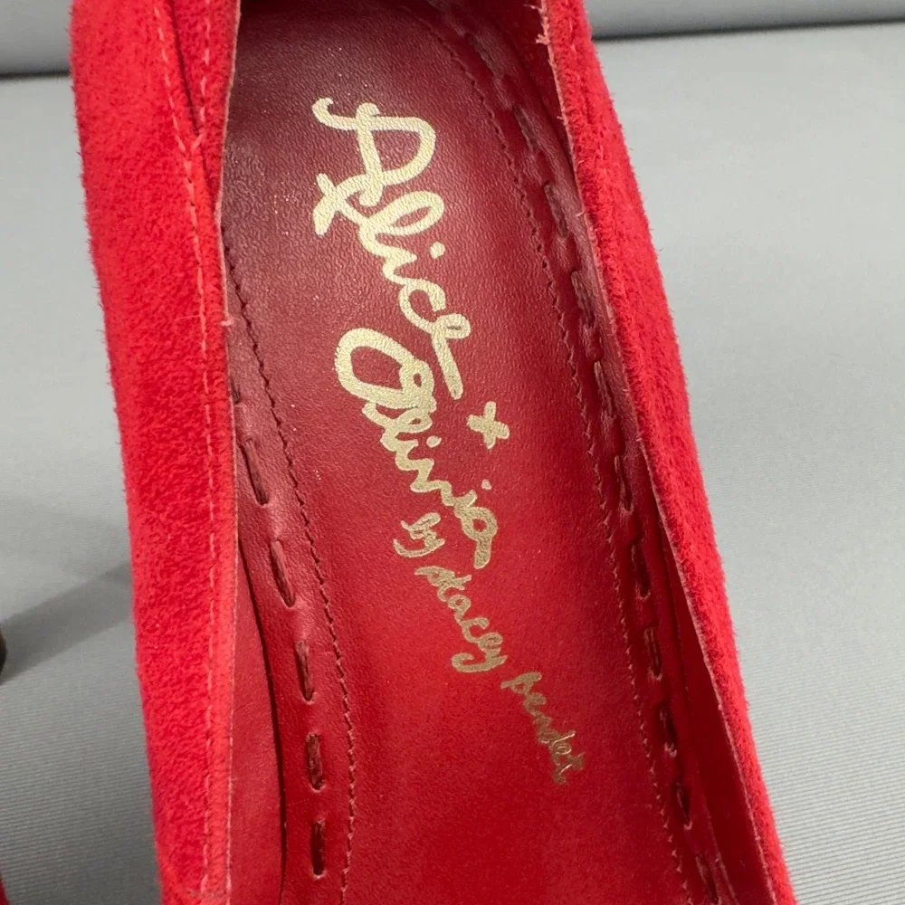 Alice + Olivia by Stacey Bendet Red Suede Platform Stiletto Heels Size‎ 8US/38.5